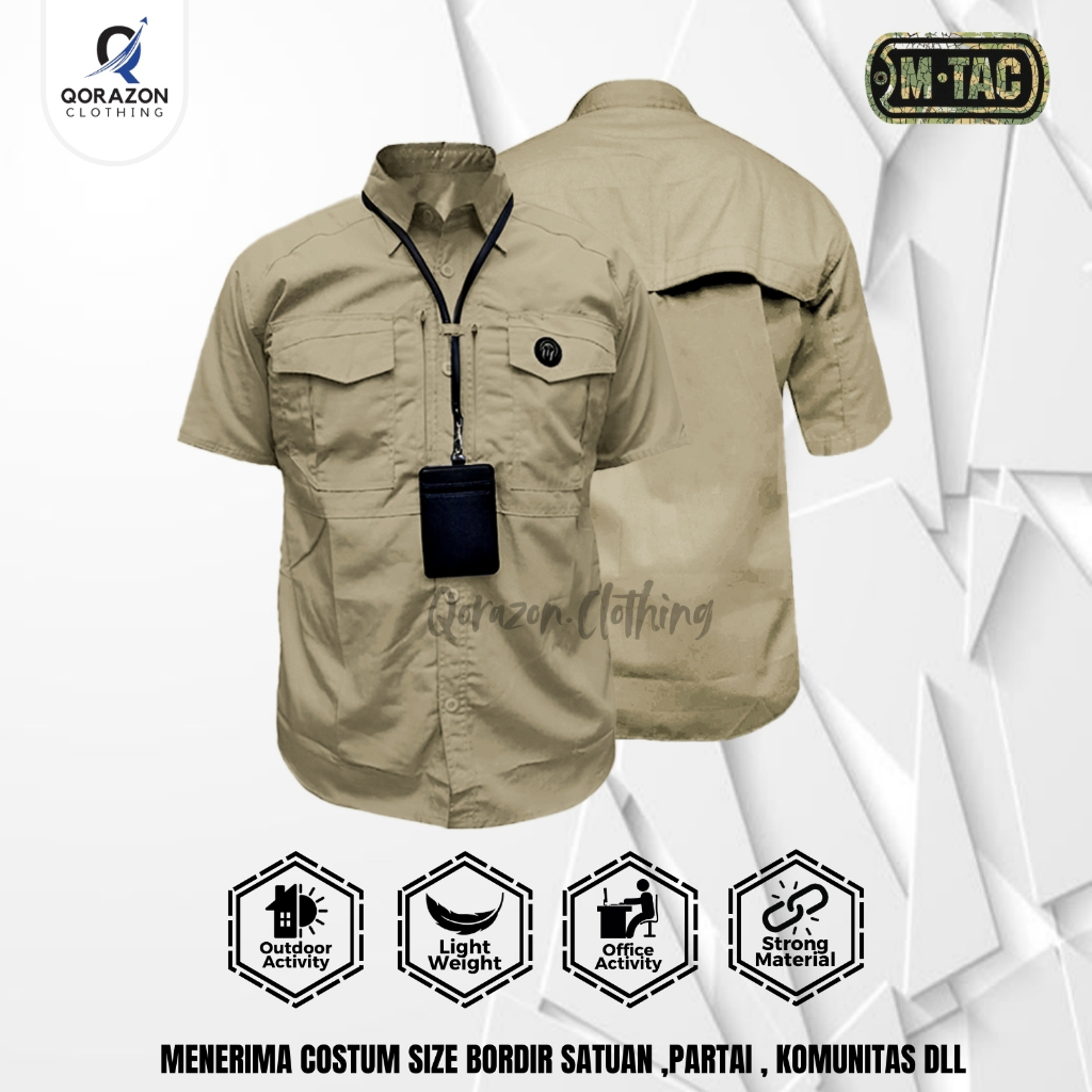 Kemeja Tactical M-TAC ORIGINAL Cream Lengan Pendek Baju Kantor Lapangan Reskrim Outdoor Activities