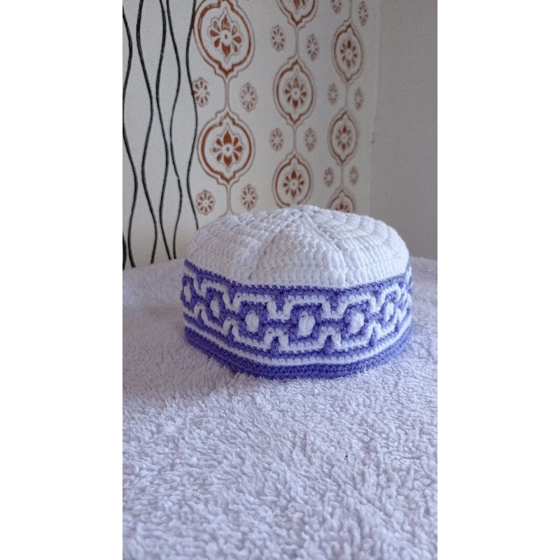 Peci Rajut Motif Mozaik / Peci Motif Handmade / Peci Rajut Buatan Tangan