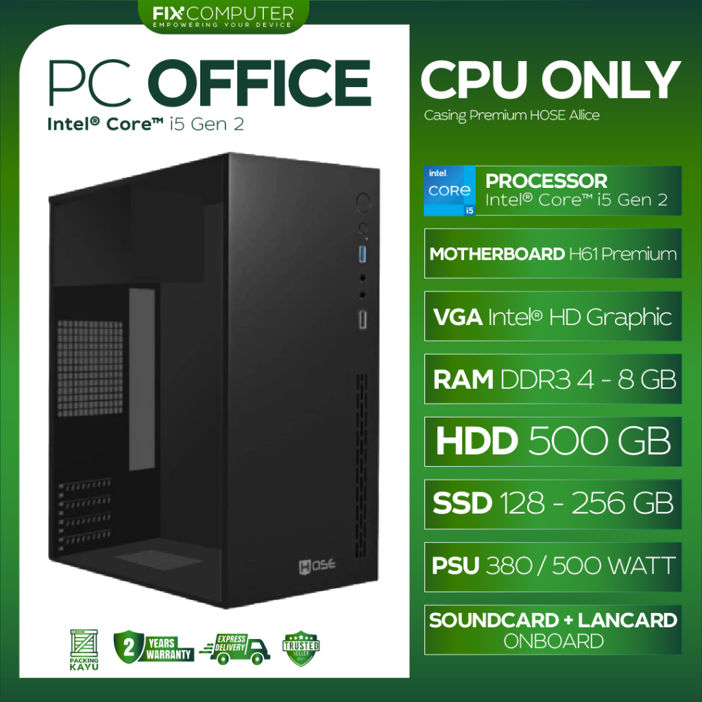 Komputer 1 Set Murah Intel Core I5 Ram 8GB SSD 120GB HDD 500GB Asseta Allice