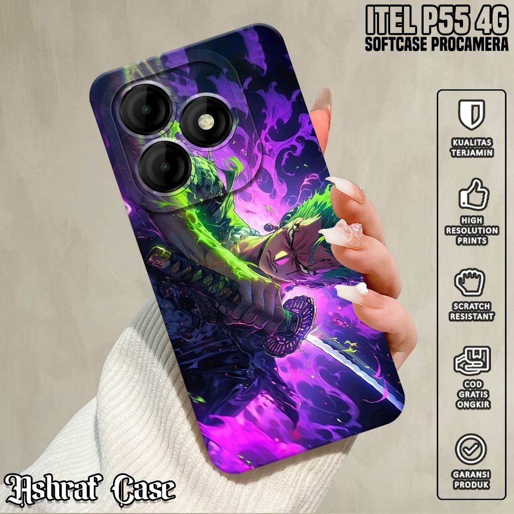 Casing ITEL P55 4G - Casing Hp ITEL P55 4G ( Roronoa Zoro ) Silikon Hp ITEL P55 4G - Softcase Hp ITE