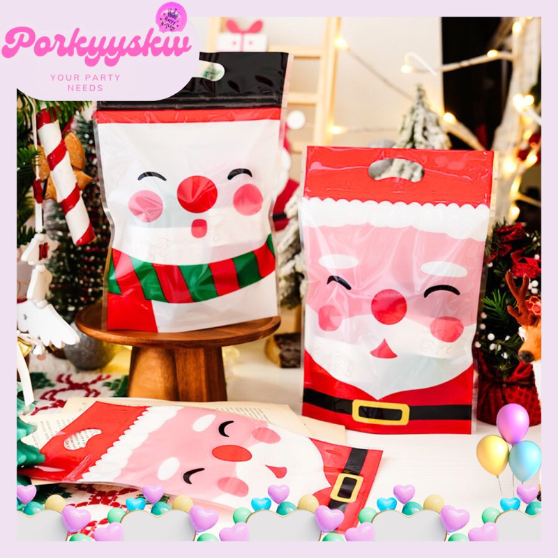 

[Porkyyskw] Snack Wrapper Motif Natal/ Plastik Ziplock Praktis Lucu/ Christmast Cookies Packaging/ Snack Wrapper Xmas Lucu