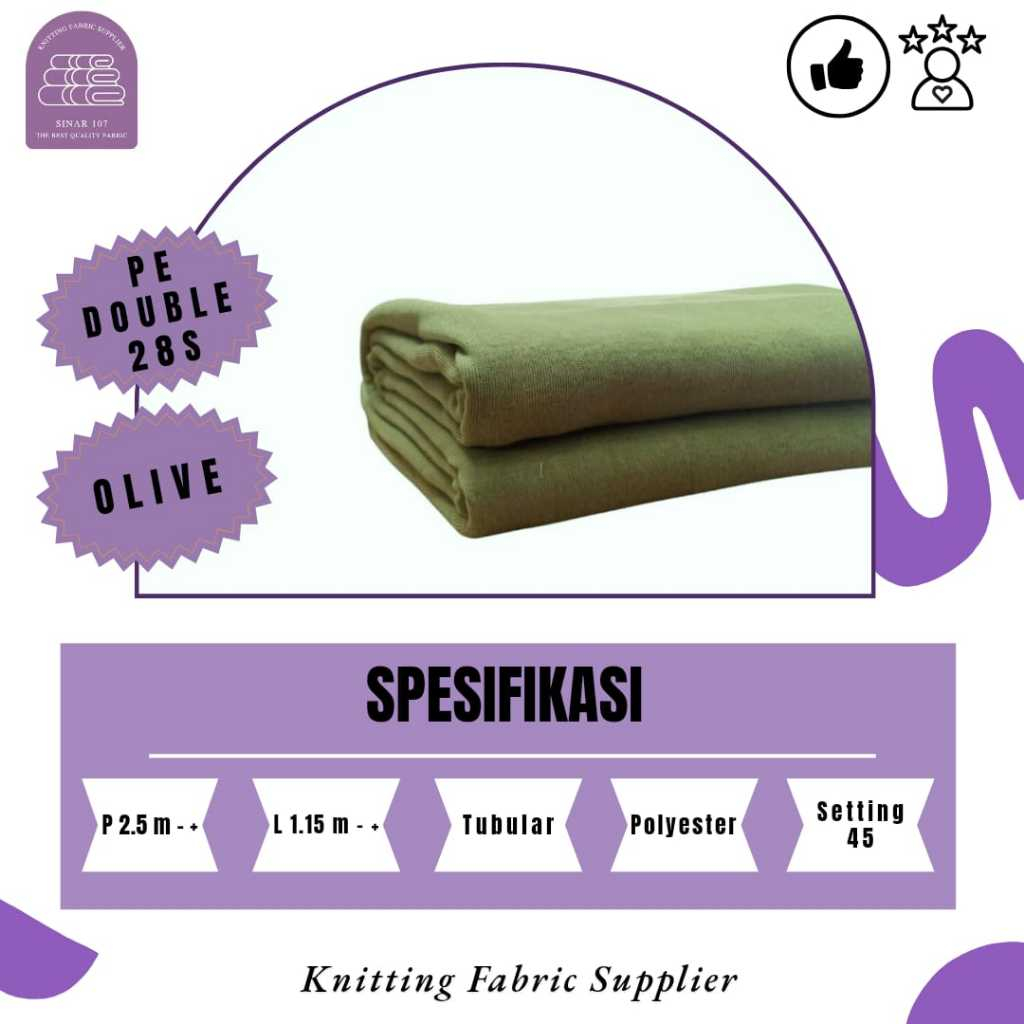 Kain Kaos Pe double 28s kiloan | warna OLIVE