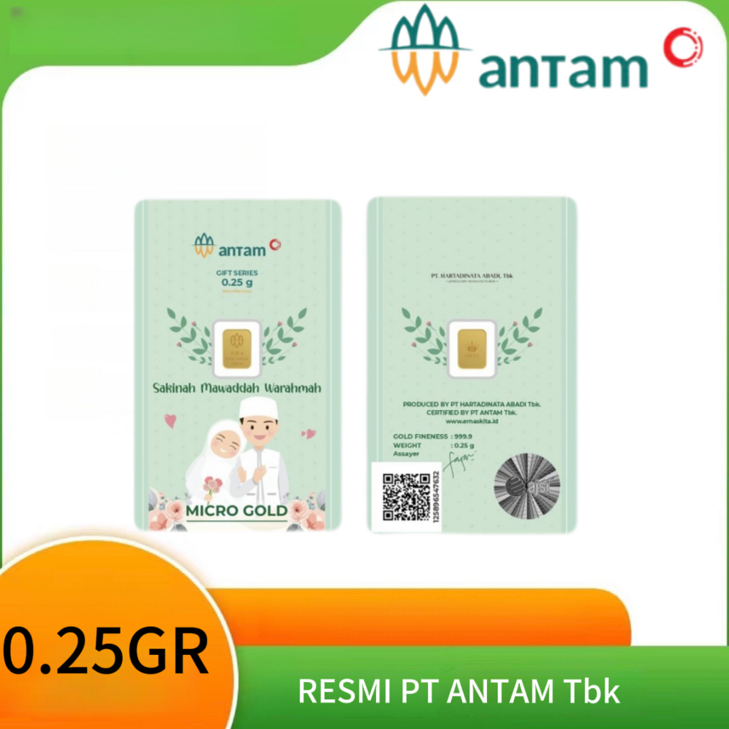 Gold Logam Mulia Micro Gold Antam Hartadinata 0.25 Gram Wedding Samawa