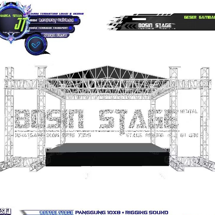 SEWA PANGGUNG 10X8 + COVER SOUND FULL RIGGING