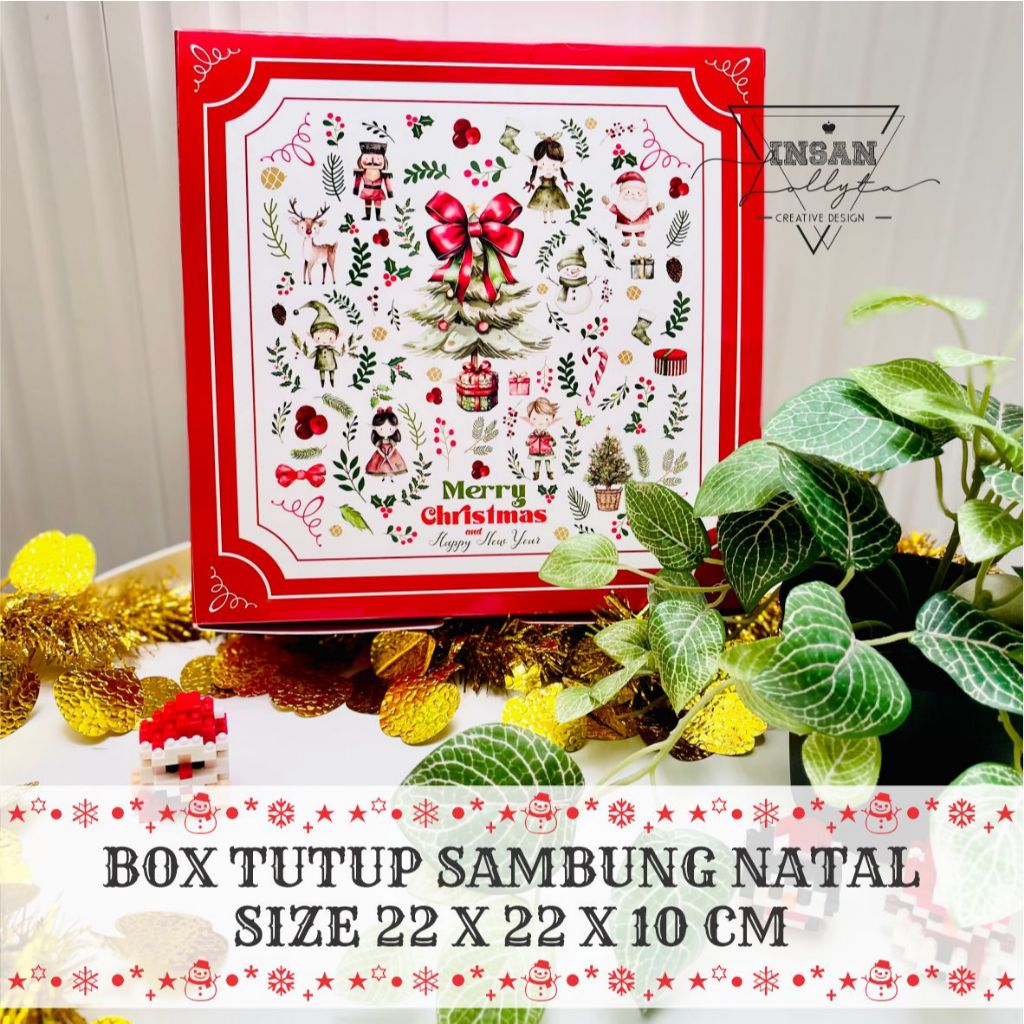 

Box Natal / Christmas tutup sambung soft case 22 x 22 x 10 cm Tema Kris Kringle