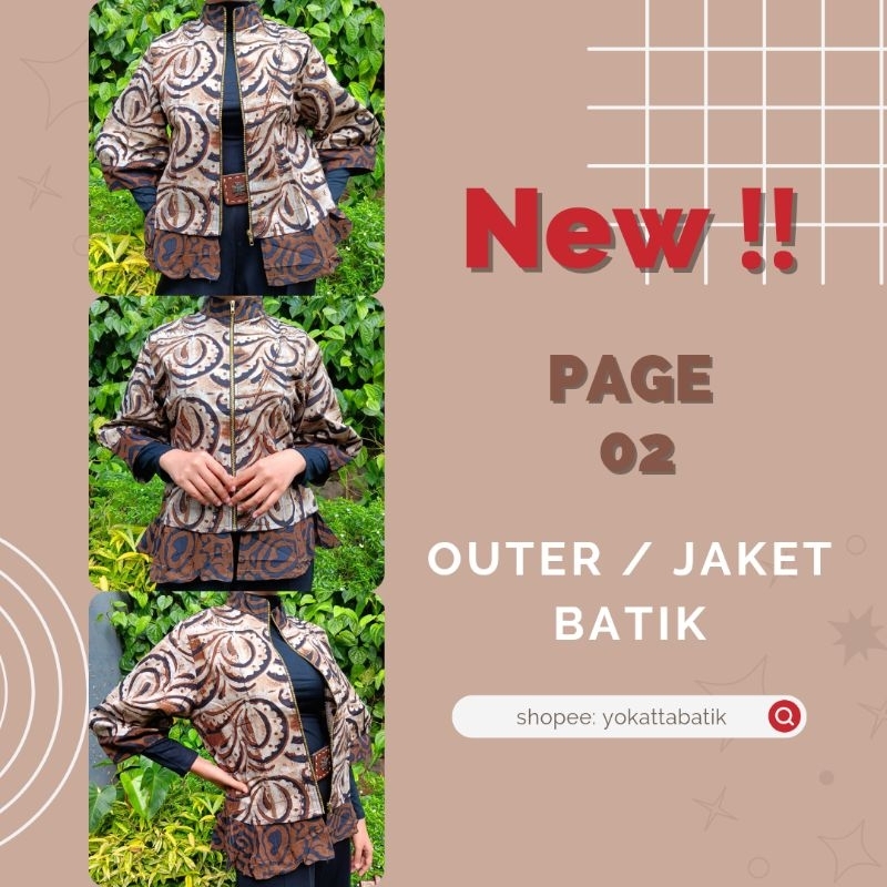 ATASAN / OUTER / CARDIGAN BATIK RESLETING DEPAN LENGAN 7/8 - BATIK PEKALONGAN - ATASAN BAJU BATIK WA