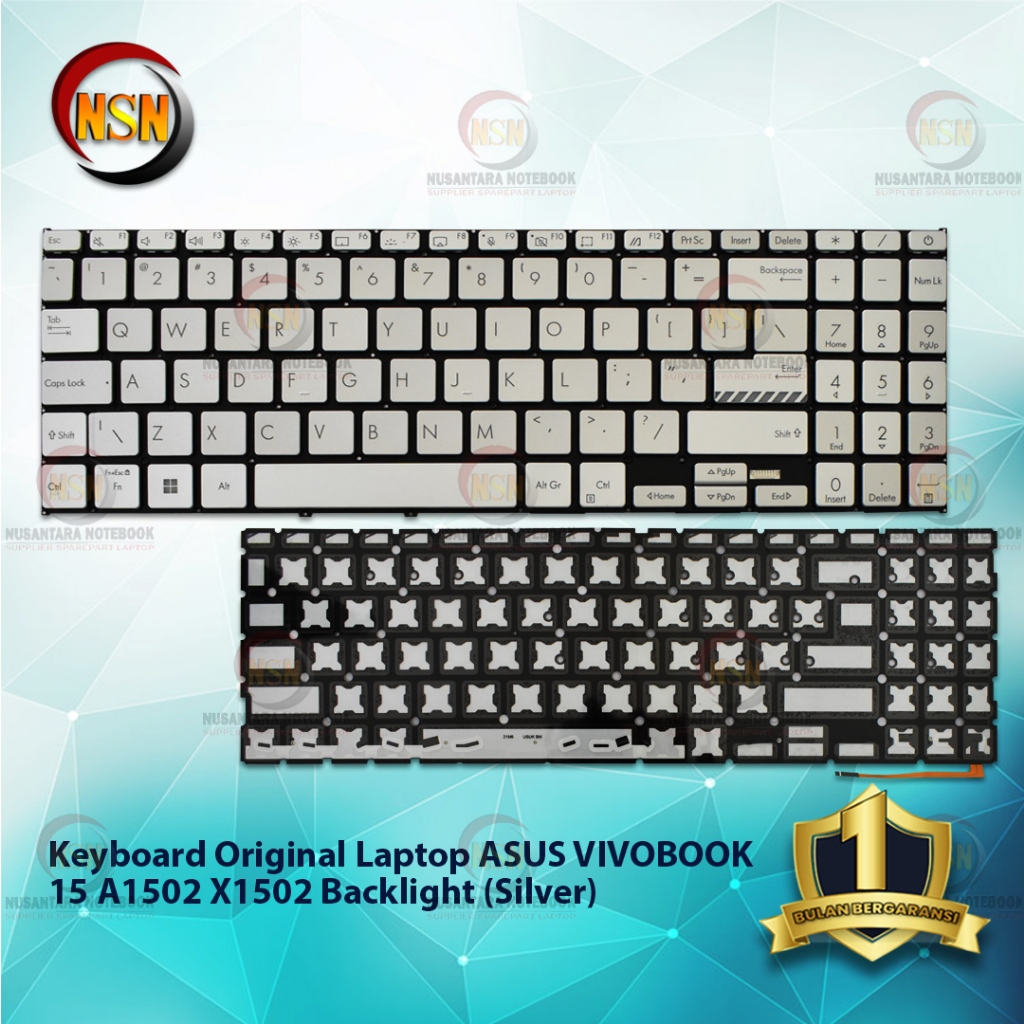 Keyboard Original Laptop For ASUS VIVOBOOK 15 A1502 X1502 Silver (Backlight)