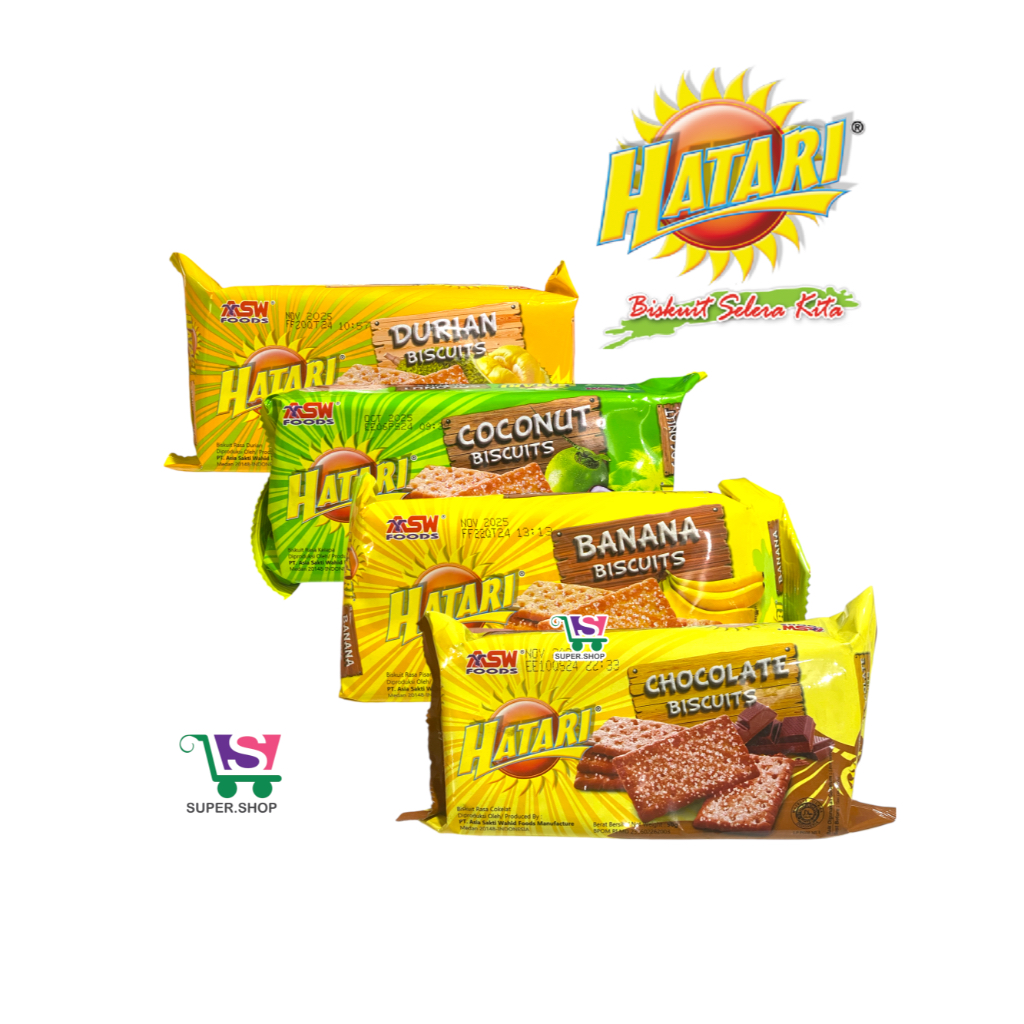 

Hatari ASW Foods Biskuit Cokelat / Durian / Kelapa / Pisang 90 Gram