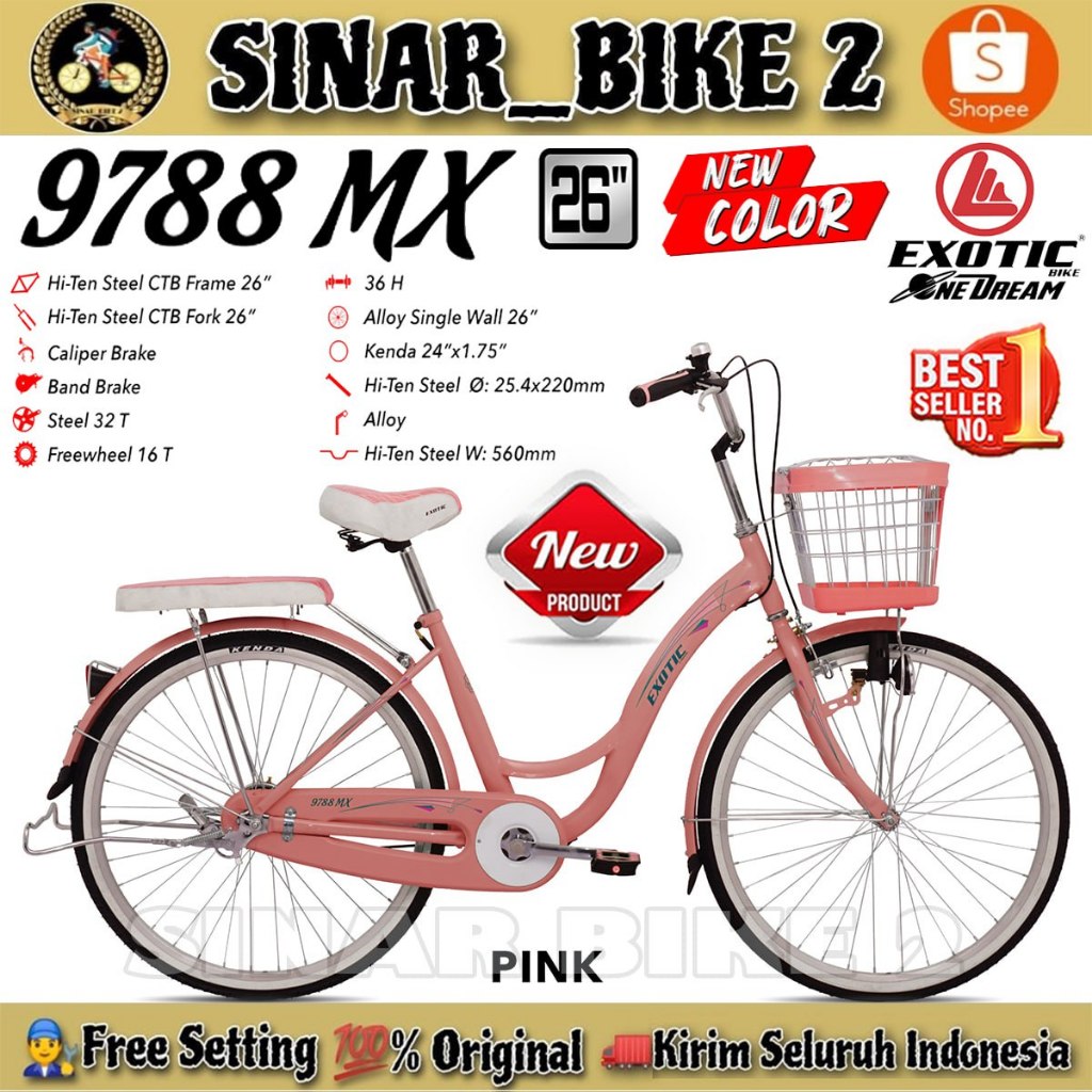 Sepeda Keranjang Remaja Dewasa EXOTIC ET 9788 MX  NEW COLOR Ukuran 20,24 & 26 Inch Citybike