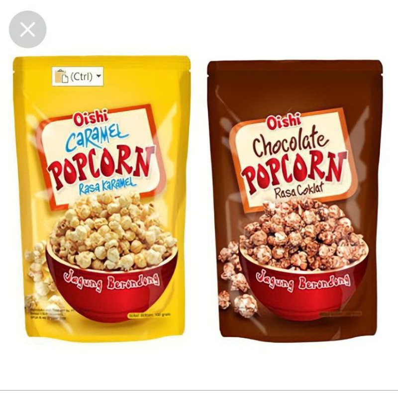 

oishi caramel and coklate popcron