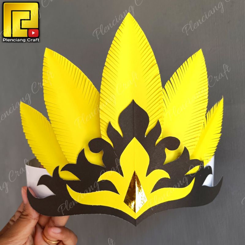 [PL.A](Pulu pulu) Hiasan kepala bentuk mahkota untuk karnaval/ tari adat / tugas sekolah topi agustu