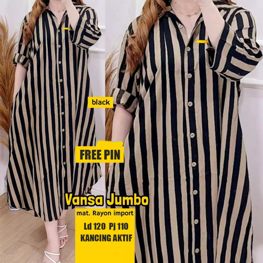 tunik salur ld 120 wanita jumbo katun rayon lengan panjang kekinian