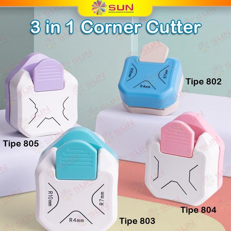 

Kejutan Terkini Round Corner Cutter 3 in 1 Pemotong Sudut Corner Puncher Rounder Pemotong Ujung Kertas Plastik pembolong kertas