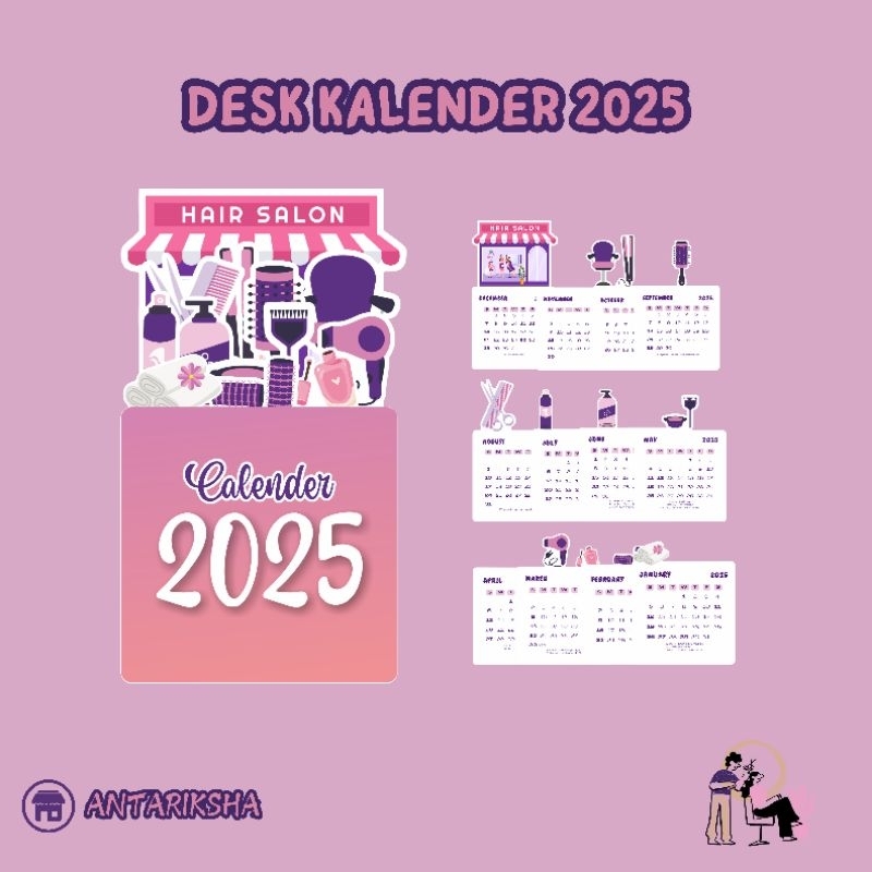 

Kalender meja 2025 Tema Salon/ Kalender Aesthetic / desk Calender 2025