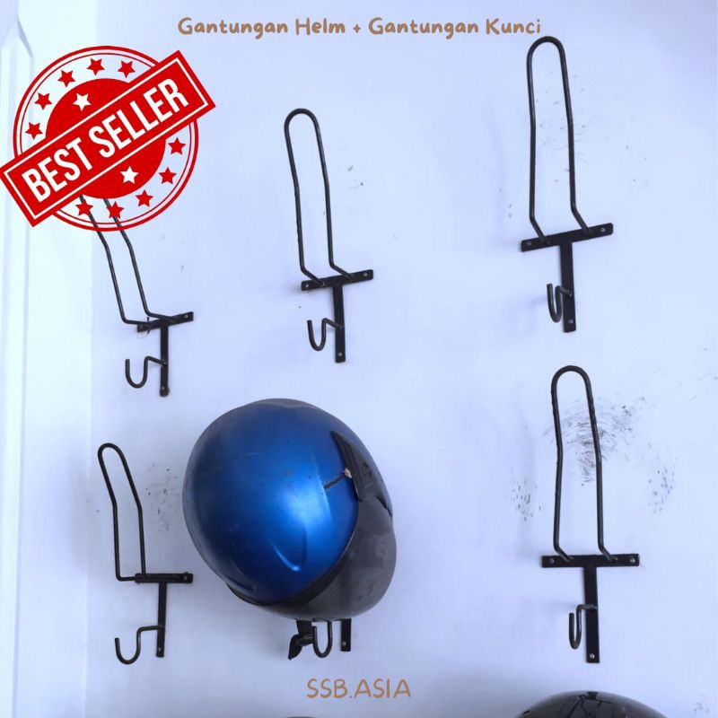 Rak Helm Gantung + Gantungan kunci/jaket GRATIS Fisher dan Skrup