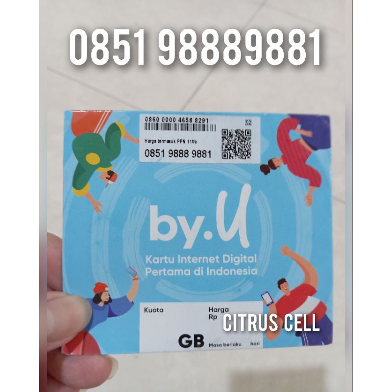 Kartu Perdana Telkomsel By U 4G 5G 12 Digit Nomor Cantik 0851 9888 9881 Free Kuota Utama 3 GB