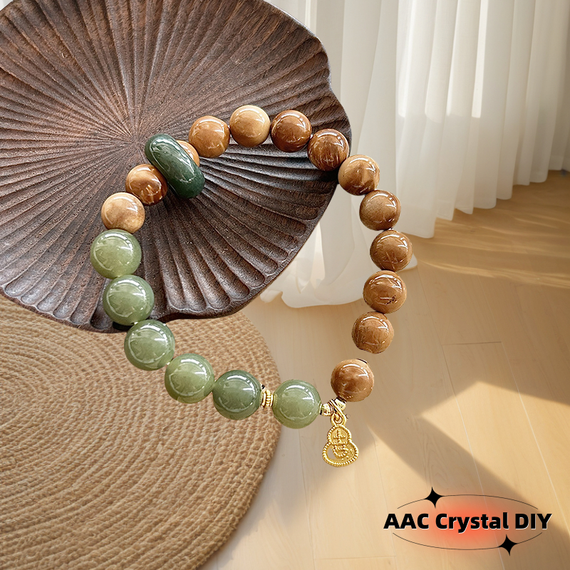 Gelang giok alami Hemian wanita baru gaya Cina memasak DIY desain asli gelang kristal manik-manik