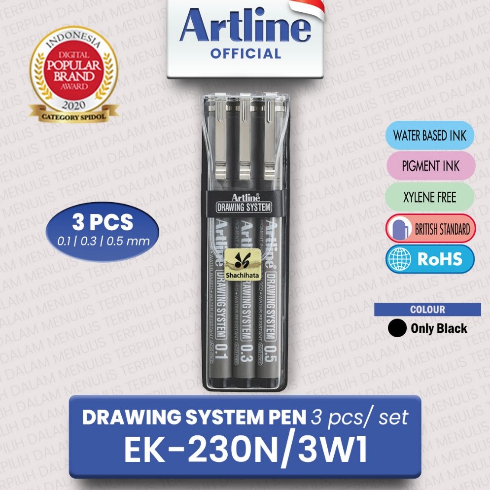 

KODE F98I SET Artline DRAWING SYSTEM Technical Drawing Pen Set Case EK23N3W1 Drawing Pen 3 pcs