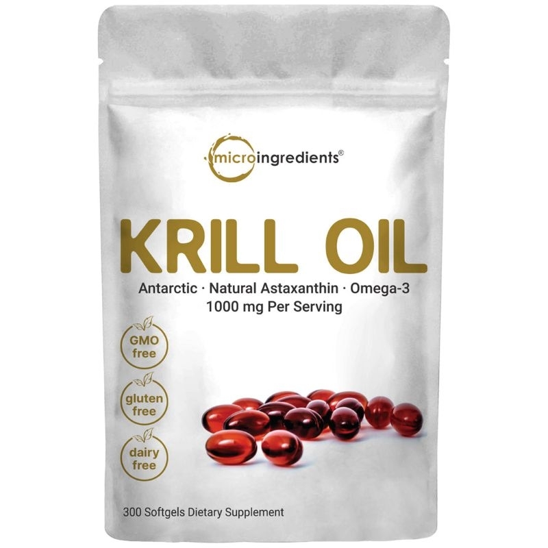 FlashSale Microingredients Antarctic KRILL OIL With Natural Astaxanthin Omega 3 - 300 Softgel Merah 
