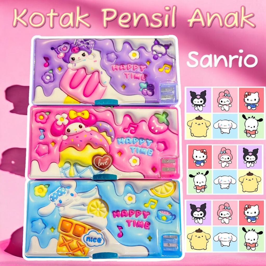 

Cashback 15 Rp75K Kotak Pensil Serutan anak gambar Sanrio Kuromi Melody Cinamorol kotak pensil Mekanik Anak Sekolah Mekanik Multifungsi Serbaguna Fullset Penggaris Gunting Original A119