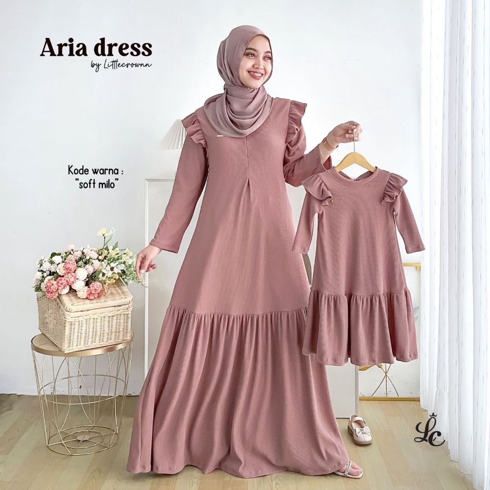 KODE O49L Littlecrownn  Aria Dres  Baju Anak Perempuan  Dress Couple Anak Perempuan dan Ibu