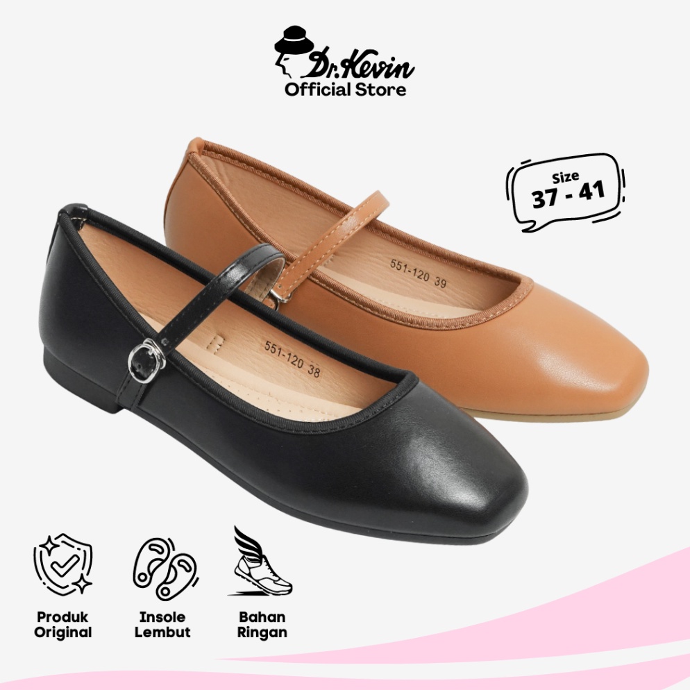 LANGSUNG ATC Dr Kevin Sepatu Wanita Hak Rata Treples Ballerina Flat Shoes 55112