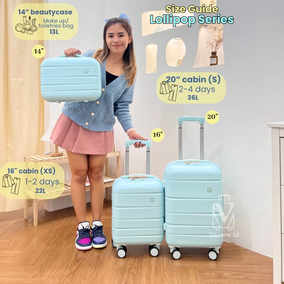 KODE A75B Joshee Koper Original LOLLIPOP Series Cabin 14 16 2 Inch Koper Anak Lucu Ringan Luggage Su