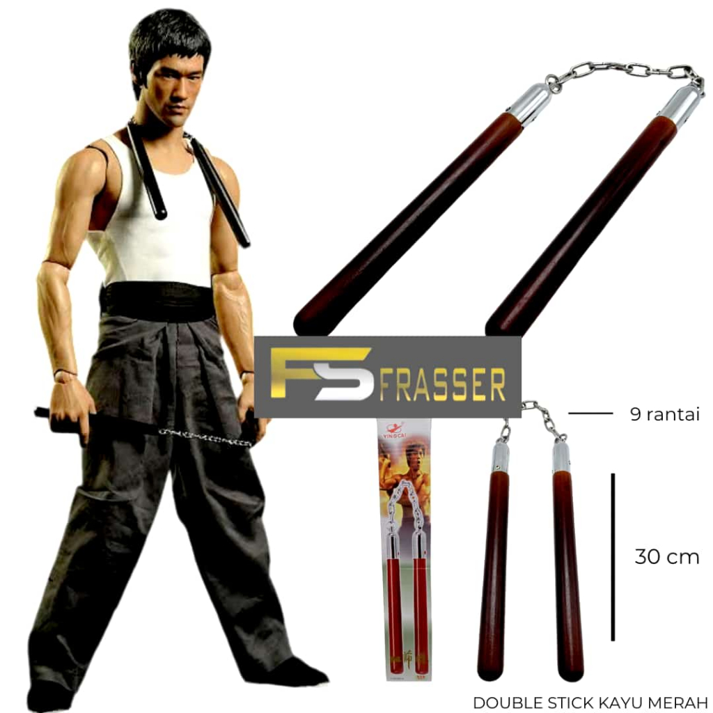Frasser Nunchaku Double Stick Besi Kayu Busa Tongkat Beladiri Karate Stainless DBS 06