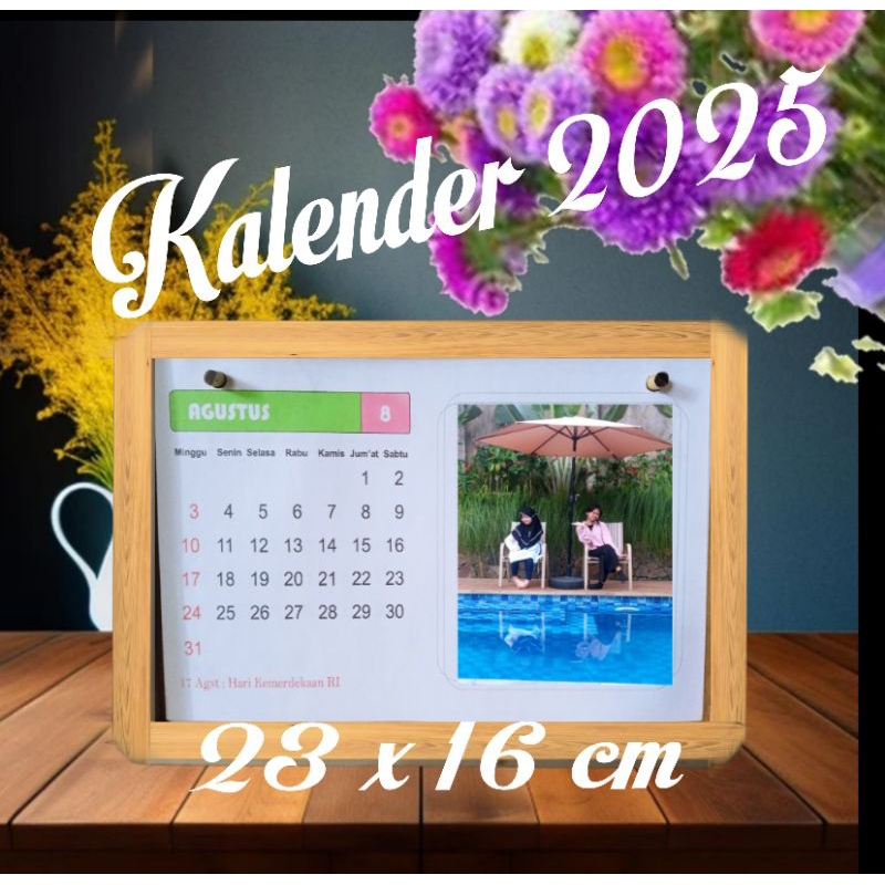 

kalender meja 2025 frame kayu custom sarah19