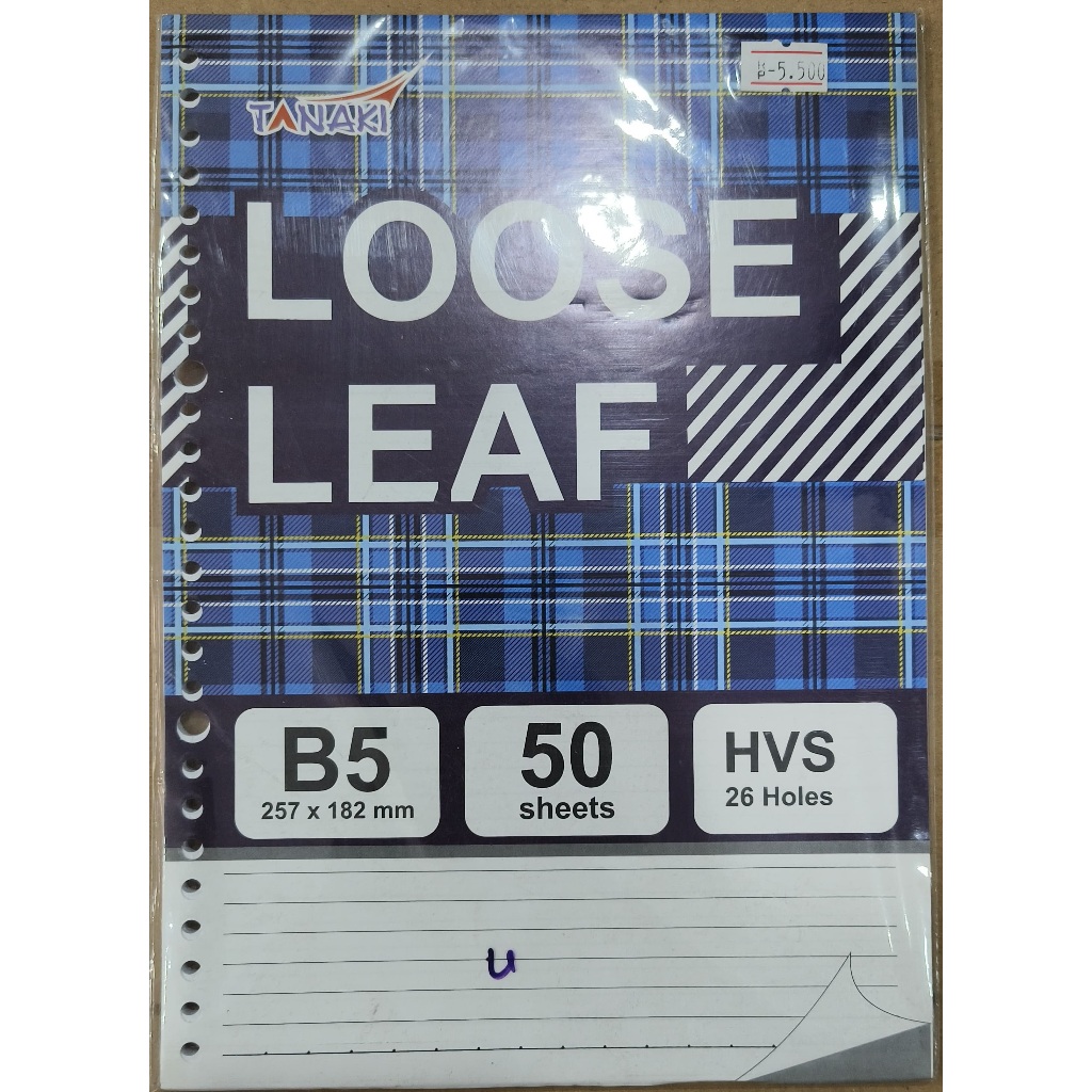 

Tanaki Loose Leaf B5-50 Kertas File [ 50 Sheet / 1 Pack ]