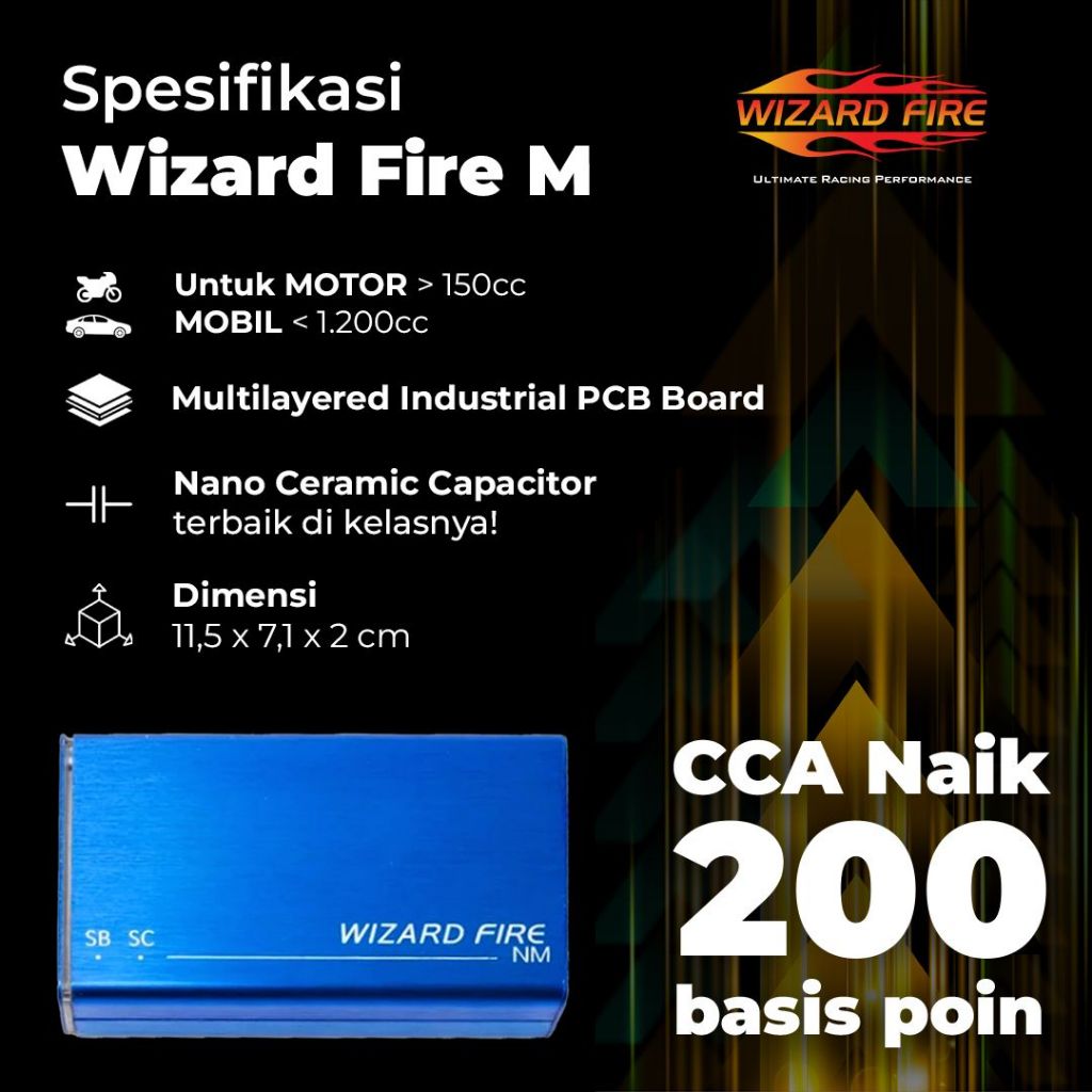 Wizard Fire Stabilizer Aki (Battery Stabilizer / Voltage Stabilizer) Motor Mobil Tipe M