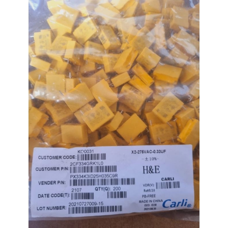 capasitor 330N 334N 275v 684N 680N 275v 820N 500v 824N 500v merek carli original 100pcs
