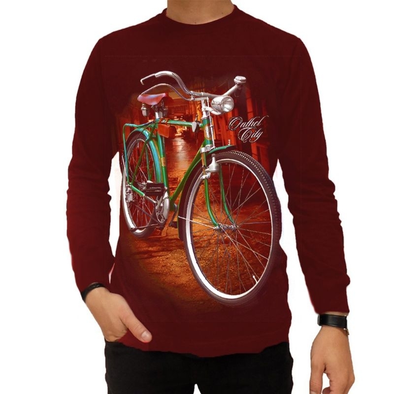 Kaos Distro Pria Lengan Panjang Sepedah Onthel City Keren Terbaru Baju Pria Kekinian Termurah Terlar