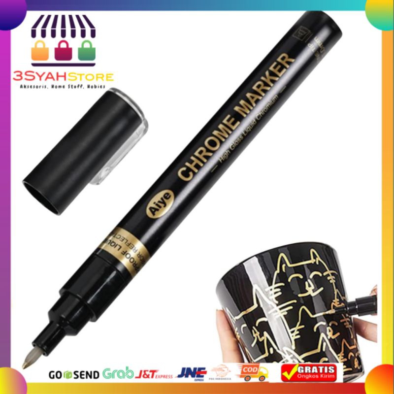 

Spidol Permanen Maker Metallic 3mm Warna Gold