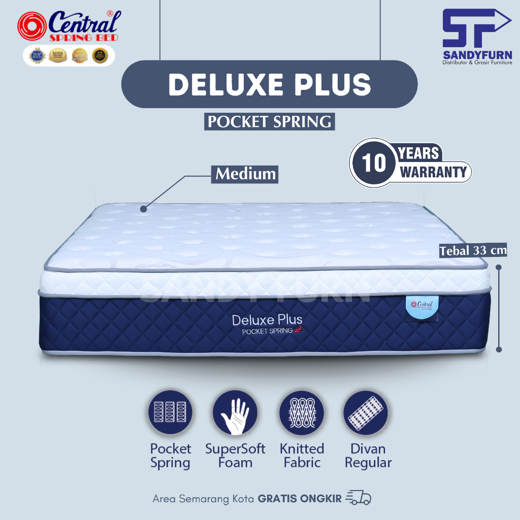 CENTRAL Spring Bed - Deluxe Plus Pocket Spring - Semua Ukuran - Matras