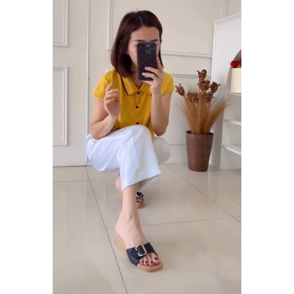 RCLLONDON Sendal Wedges Wanita Hak Sampan 5 cm Nyaman Empuk Ganyeselbeliini