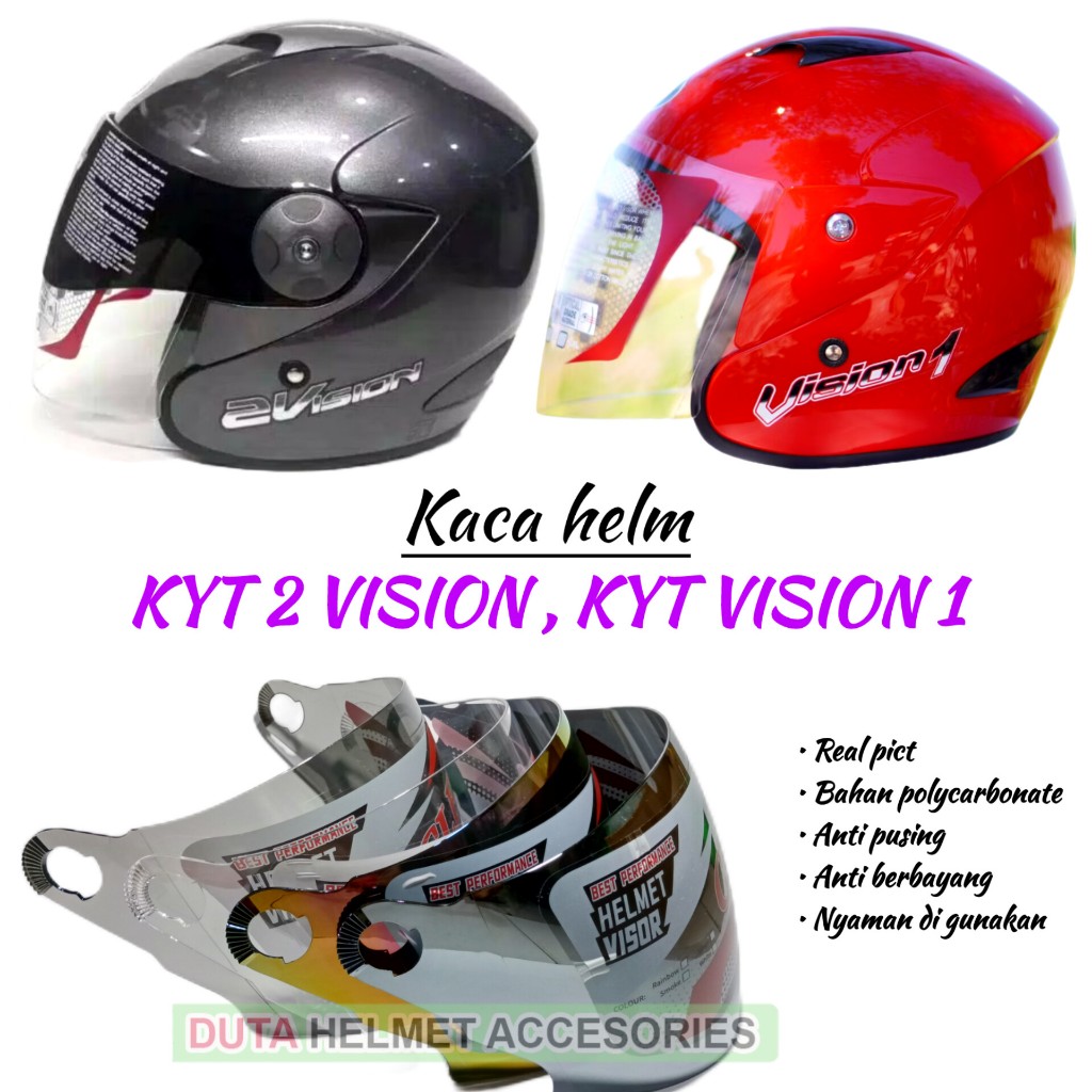Kaca helm KYT 2 VISION visor helmet kyt 2VISION vision1 bening pelangi silver hitam