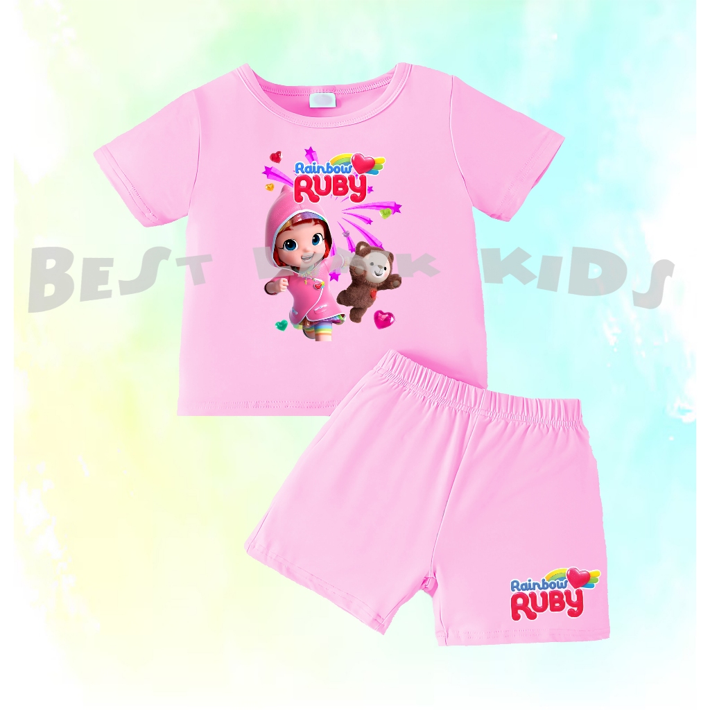 Baju Setelan Anak Rainbow Ruby Choco Free Nama