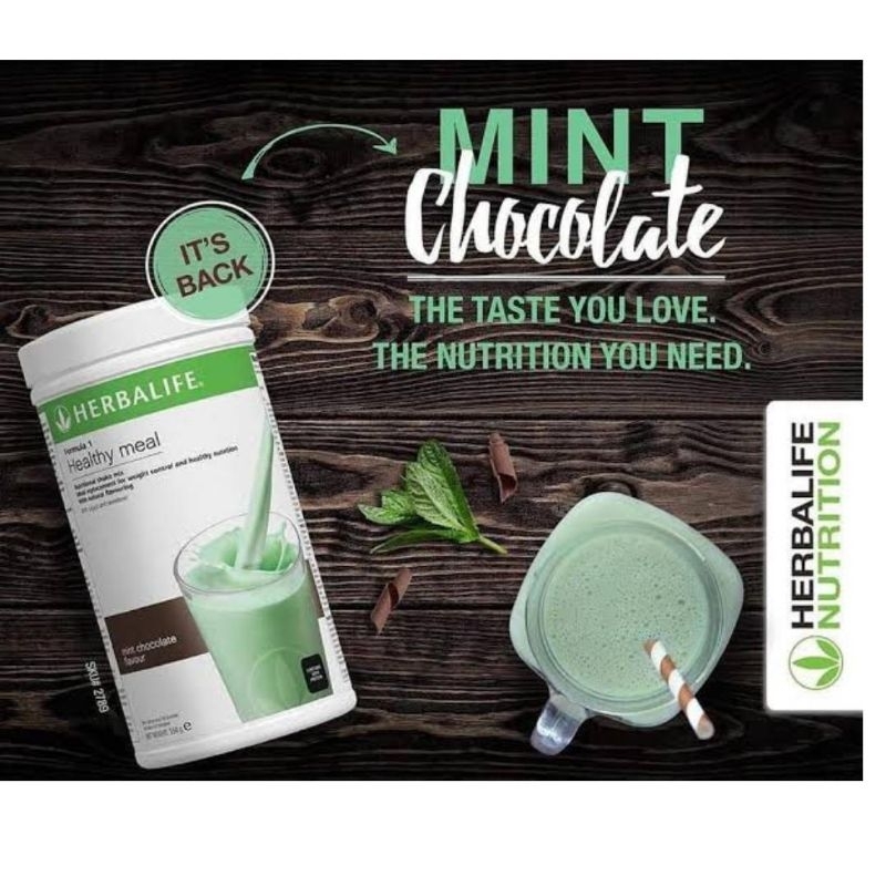 Herbalife Shake Mix Formula 1 Rasa Mint Chocholate diet Detox Original