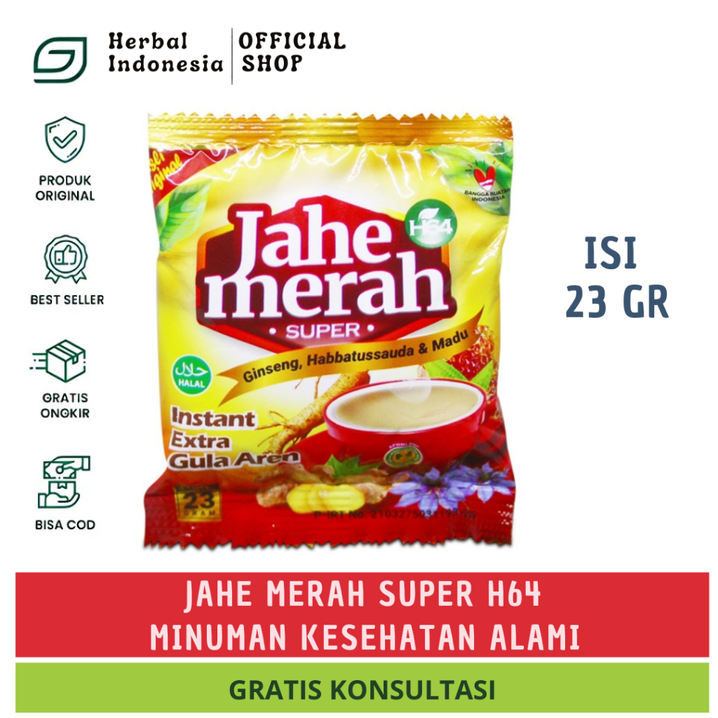 

Jahe Merah Super plus ginseng habbat madu H64 | Jahe Merah Instan extra Gula Aren