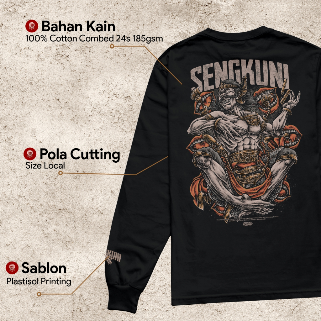QH ORARIE - Kaos Atasan LENGAN PANJANG SENGKUNI Hitam
