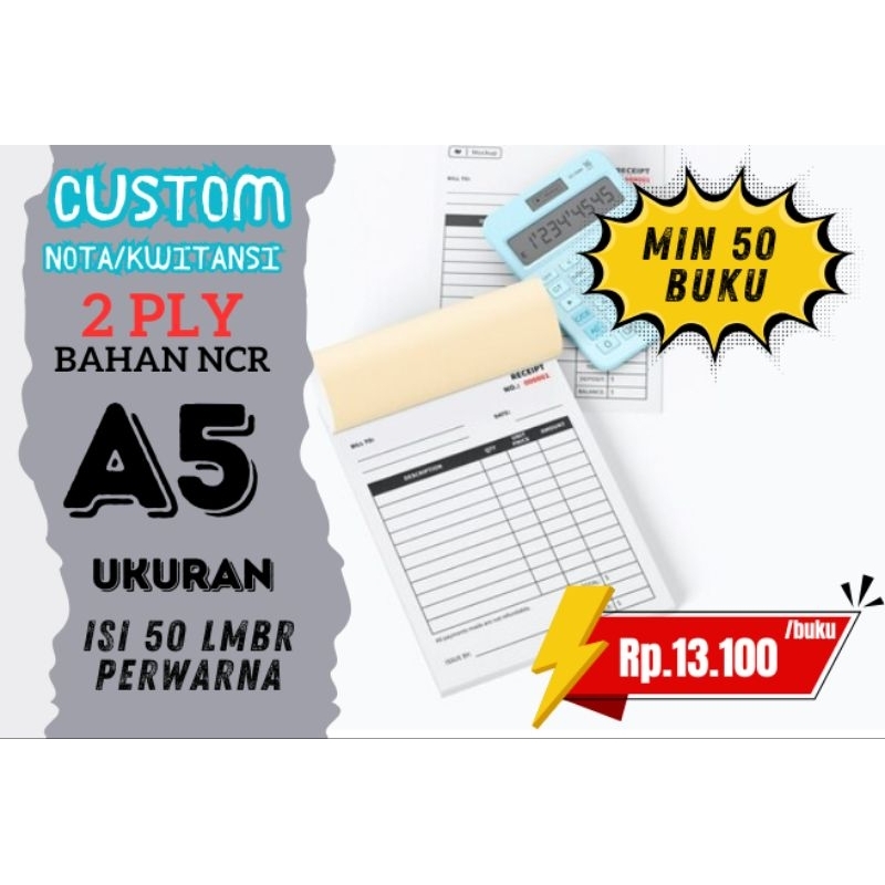 

Nota/invoice 2 ply uk. A5 , min 50 buku | cocok untuk usaha dan toko