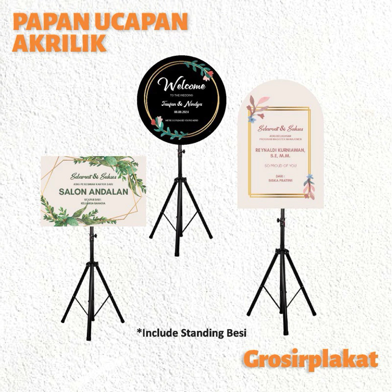 PAPAN UCAPAN AKRILIK 60 X 40 CM / PAPAN BUNGA AKRILIK / PAPAN WISUDA AKRILIK / PAPAN TANDA PERNIKAHA