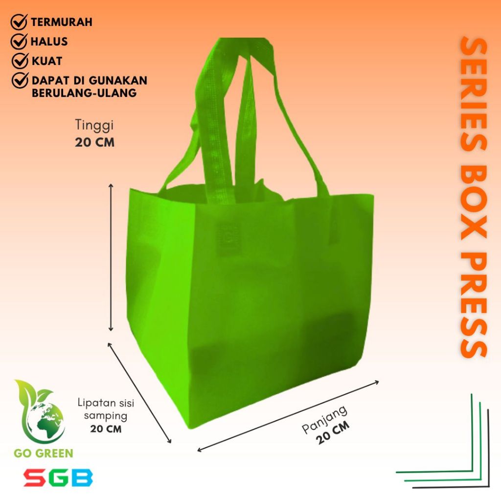 

Tas Spunbond membentuk Box 20x20 (TLSbox) harga perLUSIN (12pc) - Goodie Bag - Tas besek