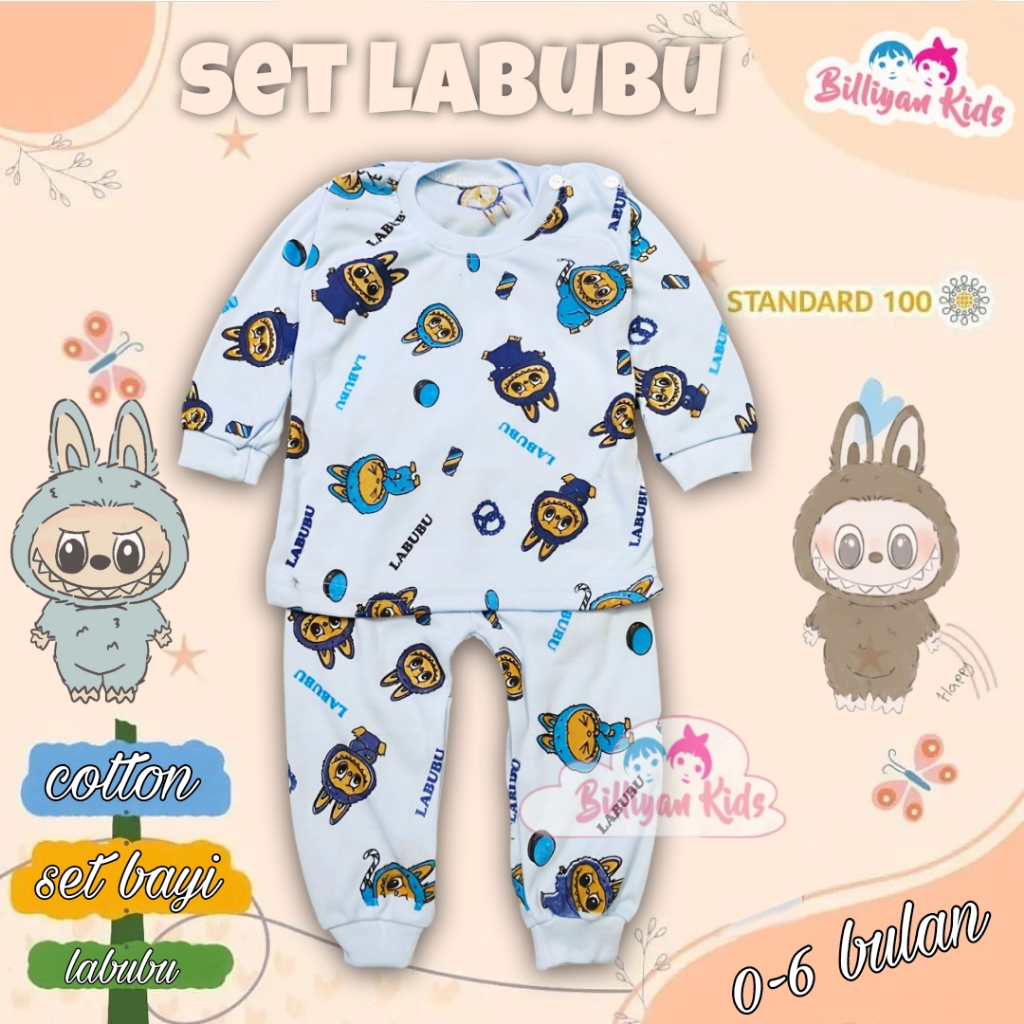 BAJU BAYI 0-6 BULAN LABUBU ONE SET STELAN SETELAN BAJU ANAK BAYI LAKI LAKI CEWEK PEREMPUAN 0-6 BULAN