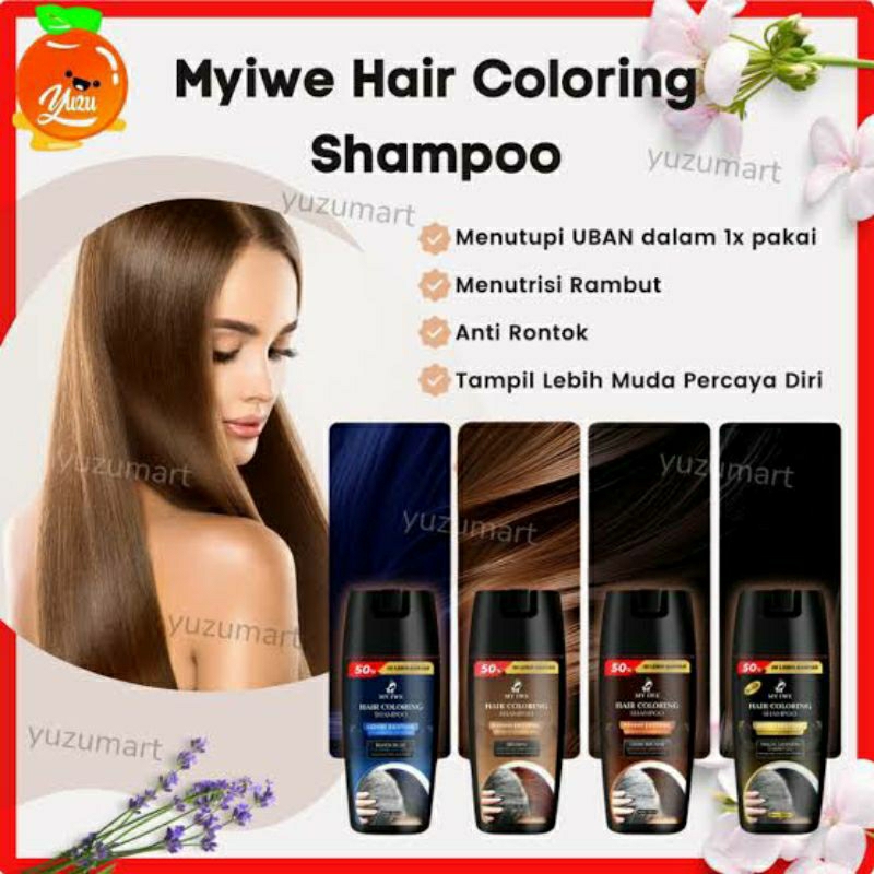 Shampo Myiwe Pewarna Rambut Hair Coloring Shampoo warna biru , coklat tua ,,coklat dan hitam