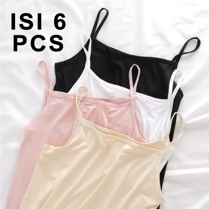 ISI 6 pcs Tanktop tali kecil korea / tanktop wanita / tanktop tali besar / tanktop wanita dewasa  / 