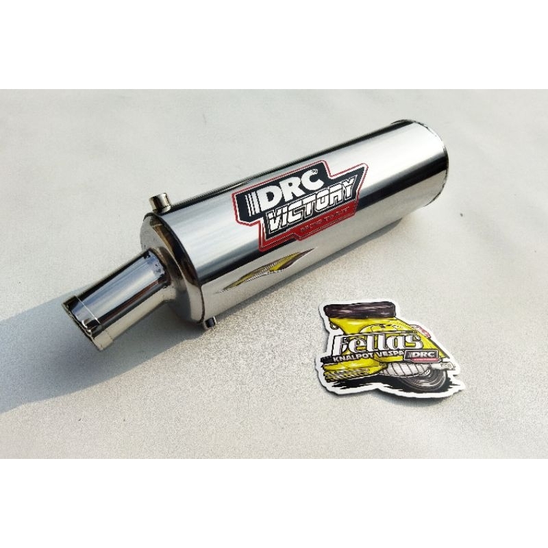 silencer vespa buang kanan stainless DRC Victory