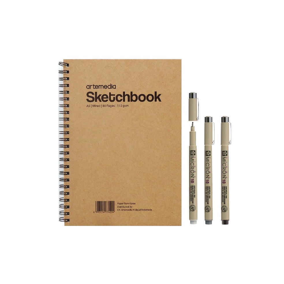 

Serba Murah Artemedia Paket Healing Sketchbook Pigma Micron Drawing Pen