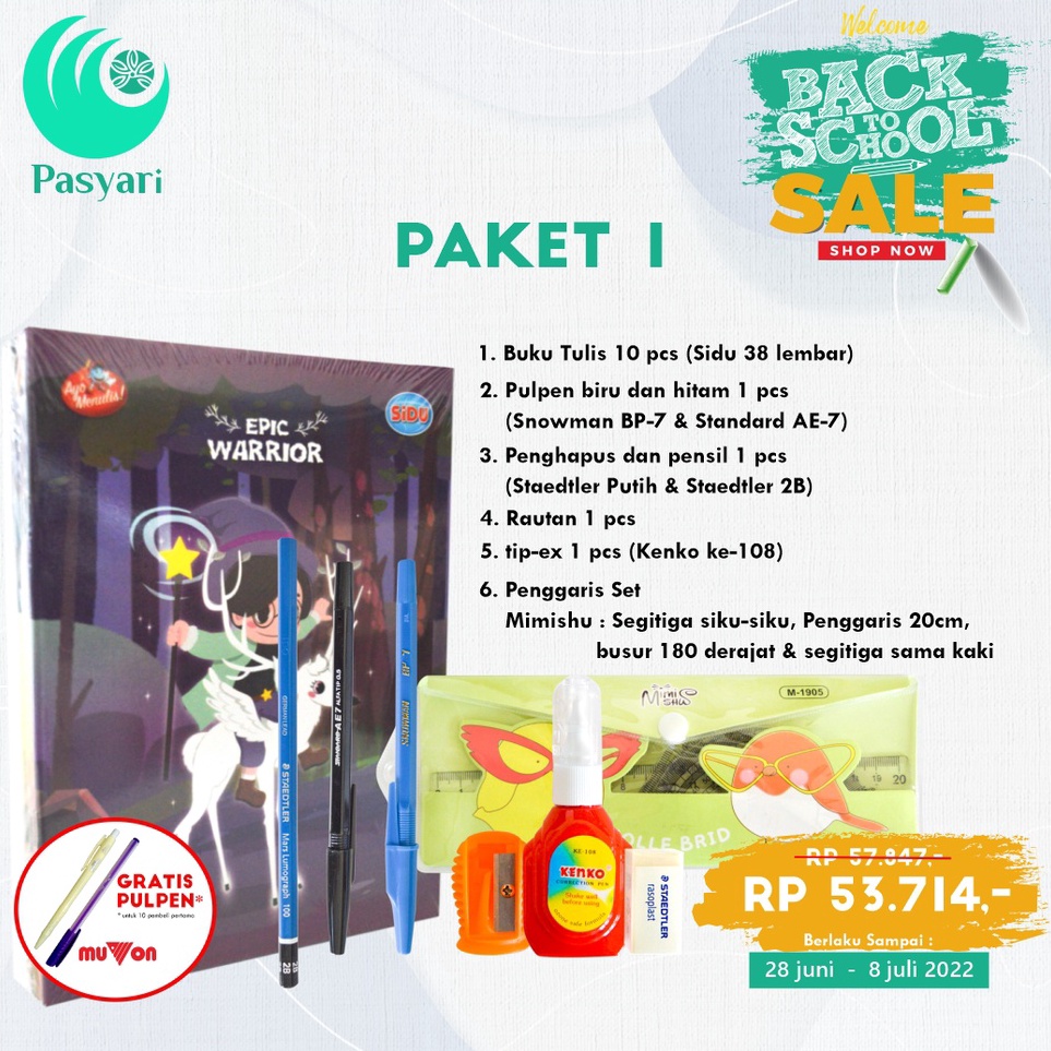 

Promo Terheboh Alat Stationery Paket satu set alat tulis lengkap